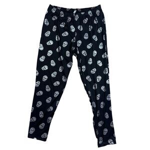 Flash Skull Black White Fleece Pants Gothic Skeleton Bottoms Woman's Size 2X NWT